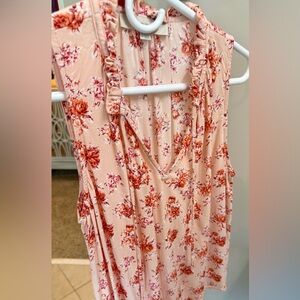 LOFT Floral V-Neck Sleeveless Top in Blush Pink